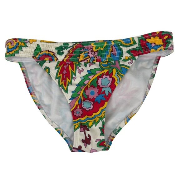 Boden Milos Smocked Bikini Bottoms Ivory Paisley Azure Size 4 Colorful Playful - Picture 10 of 15